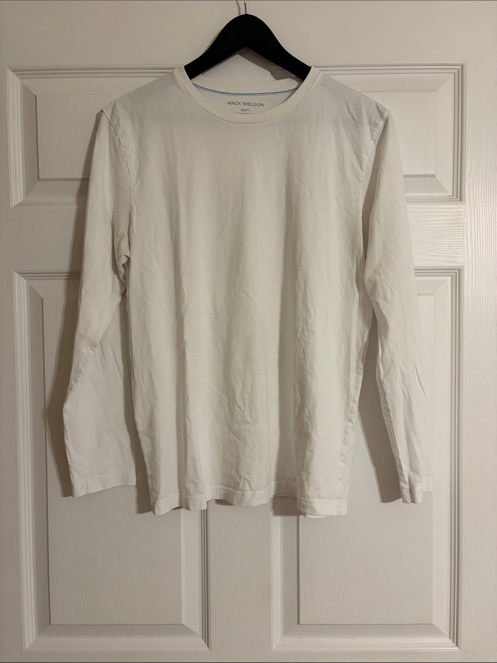 Mack Weldon Men's White Premium Pima Cotton Long Sleeve Crew Neck T-Shirt